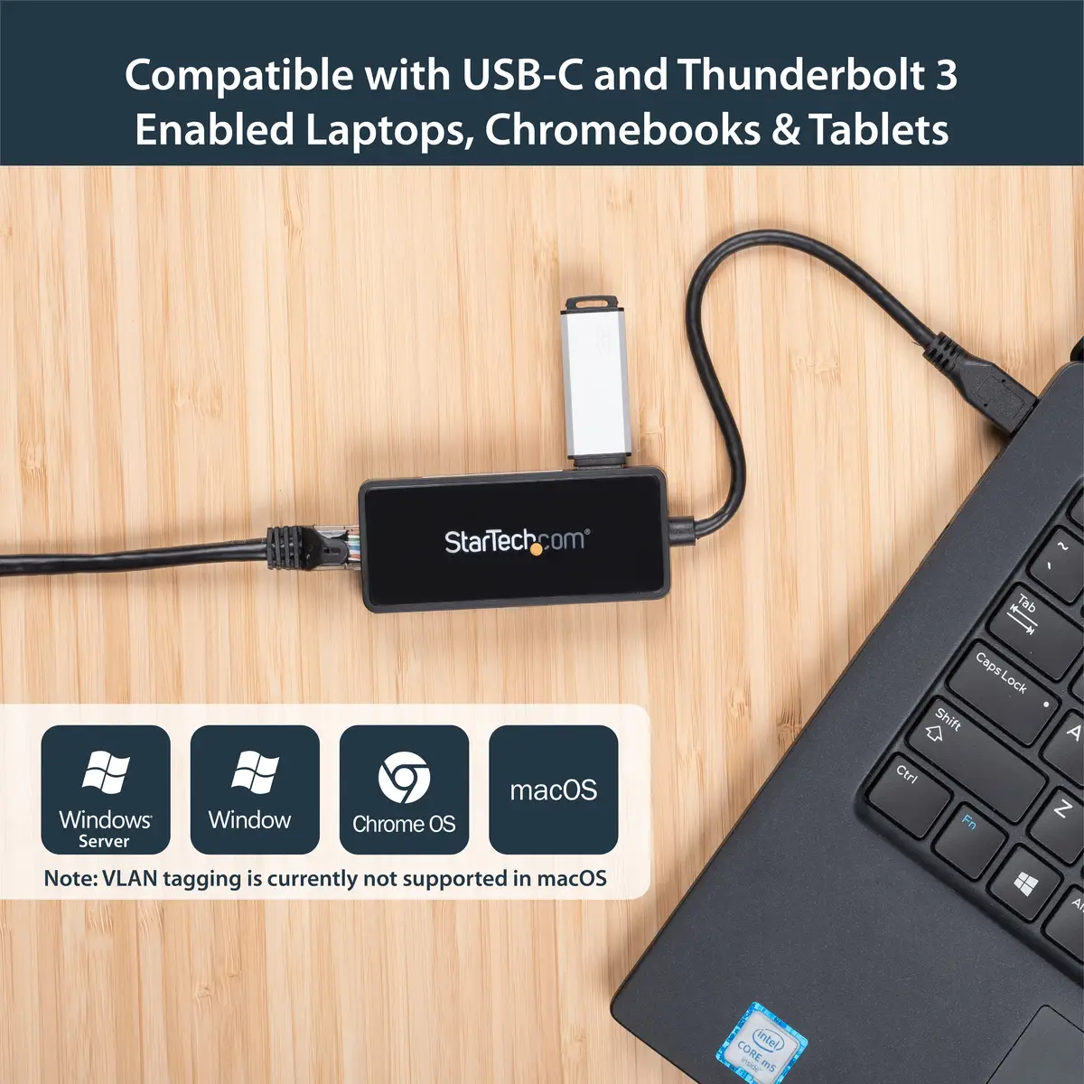 USB-C auf Gigabit Netzwerkadapter mit extra USB Stecker/Buchse