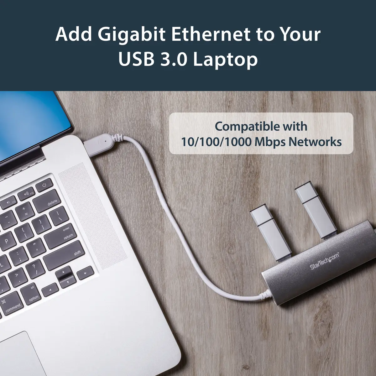 StarTech 3-Port Portable USB 3.0 HUb with GbE white/silver
