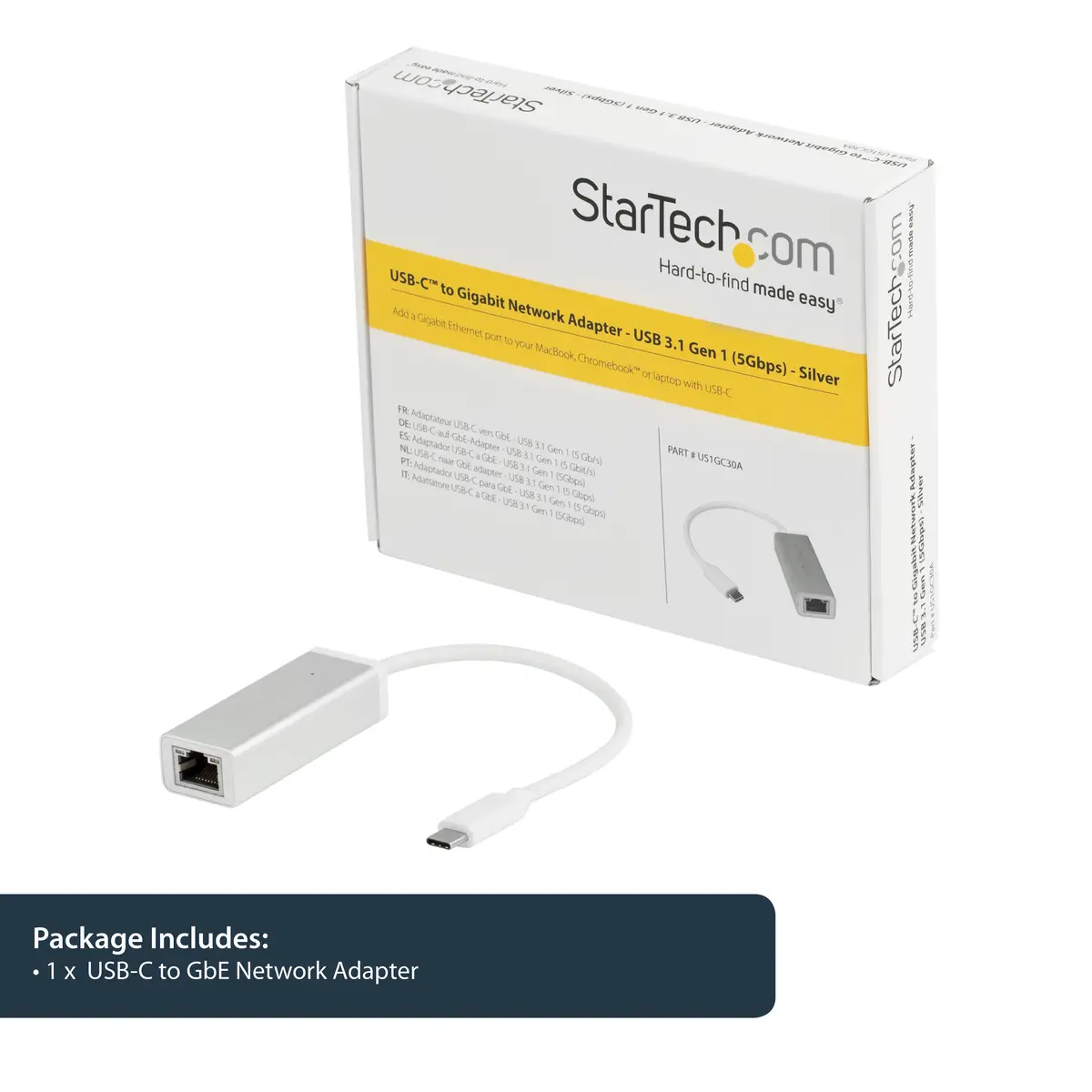 USB-C-auf-Gigabit-Netzwerkadapter Silber