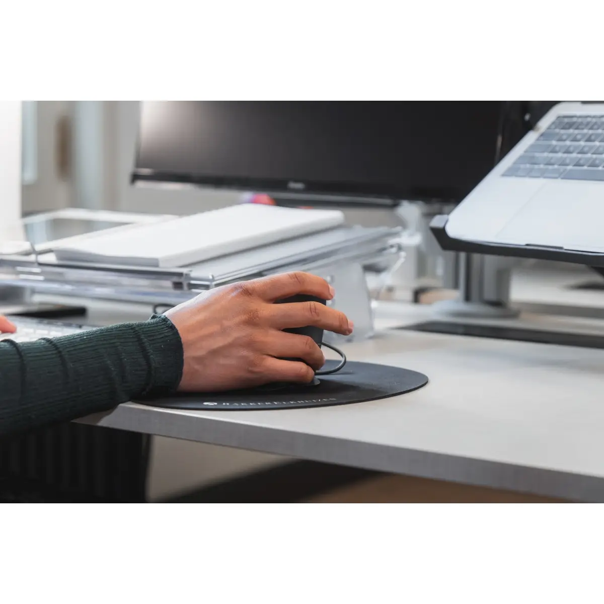 The Egg Ergo Mouse Pad, Schwarz, Monochromatisch, Gummi, Textil, Anti-Rutsch-Basis