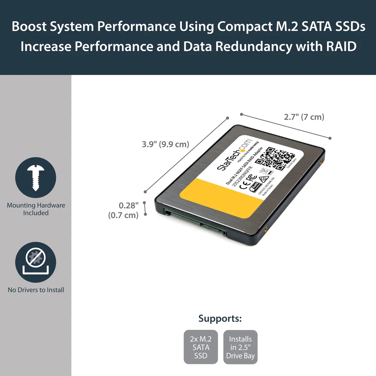 Dual M.2 SATA Adapter mit RAID 2xM.2 SSD auf 2,5 SATA (6Gbit/s)