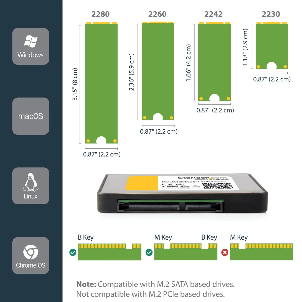 Dual M.2 SATA Adapter mit RAID 2xM.2 SSD auf 2,5 SATA (6Gbit/s)