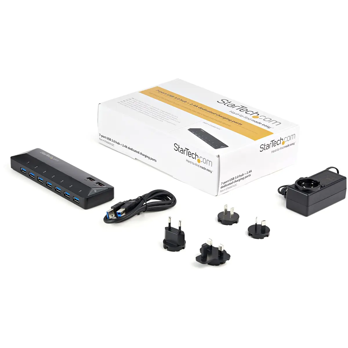 7 Port USB 3.0 Hub plus dediziertem Ladeport - 2 x 2,4A Port