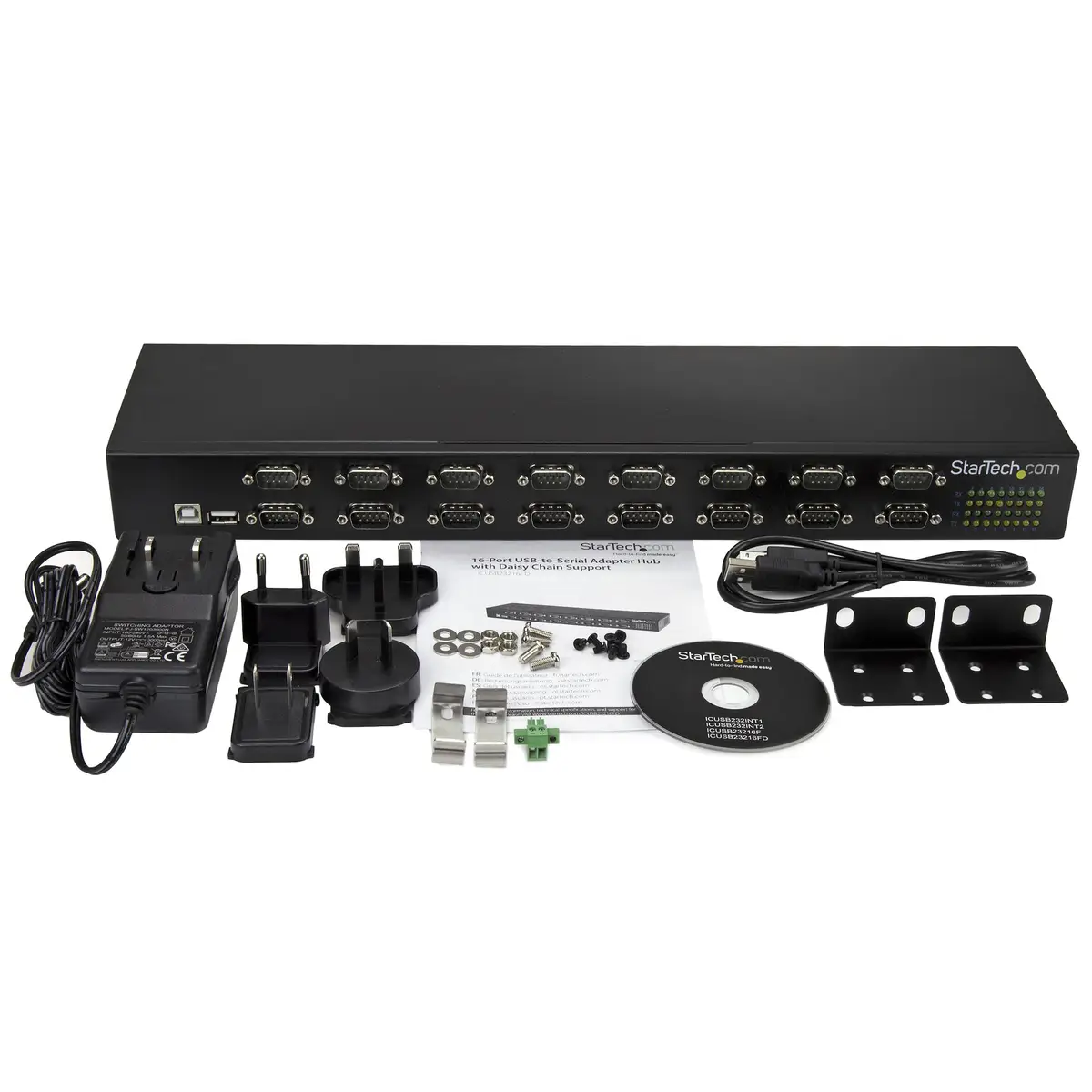 16 Port USB auf Seriell Adapter Hub USB/16xDB-9 Schwarz