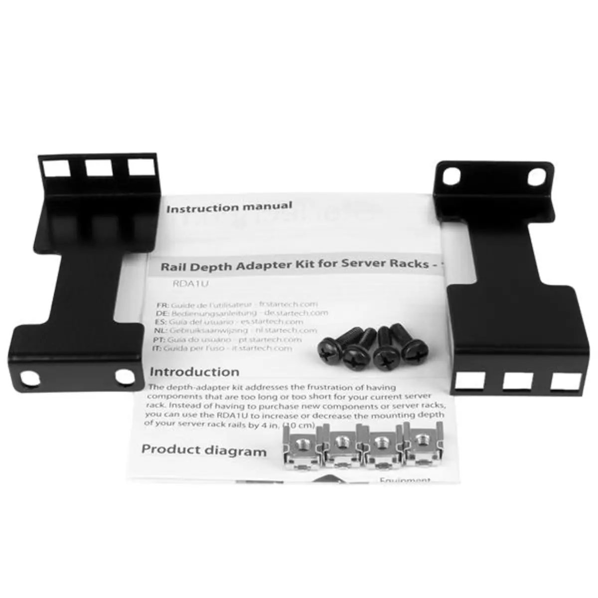 Schienentiefenadapter für Server-Racks 1 HE Rack Extender 10 cm