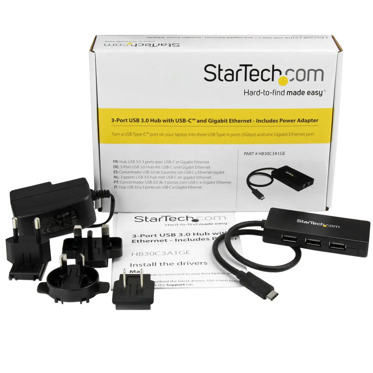 3 Port USB 3.0 Hub mit Ethernet