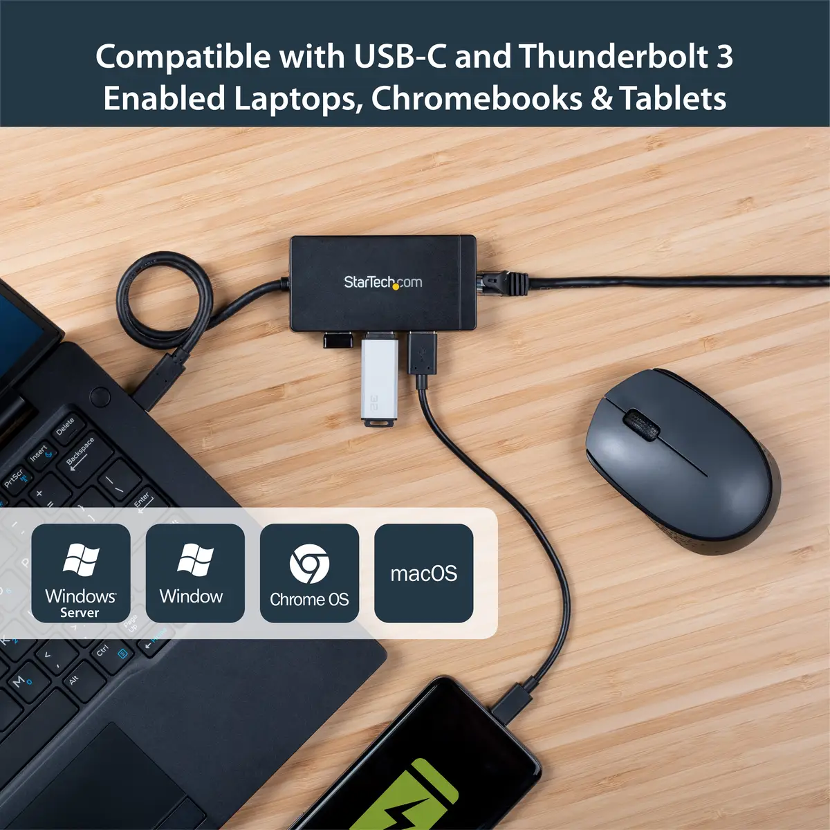 3 Port USB 3.0 Hub mit Ethernet