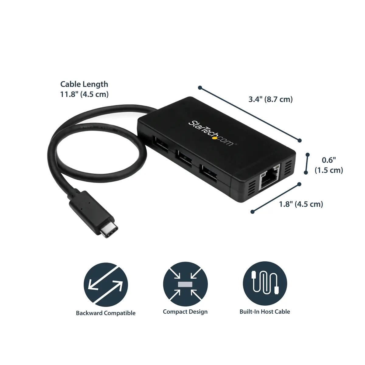 3 Port USB 3.0 Hub mit Ethernet