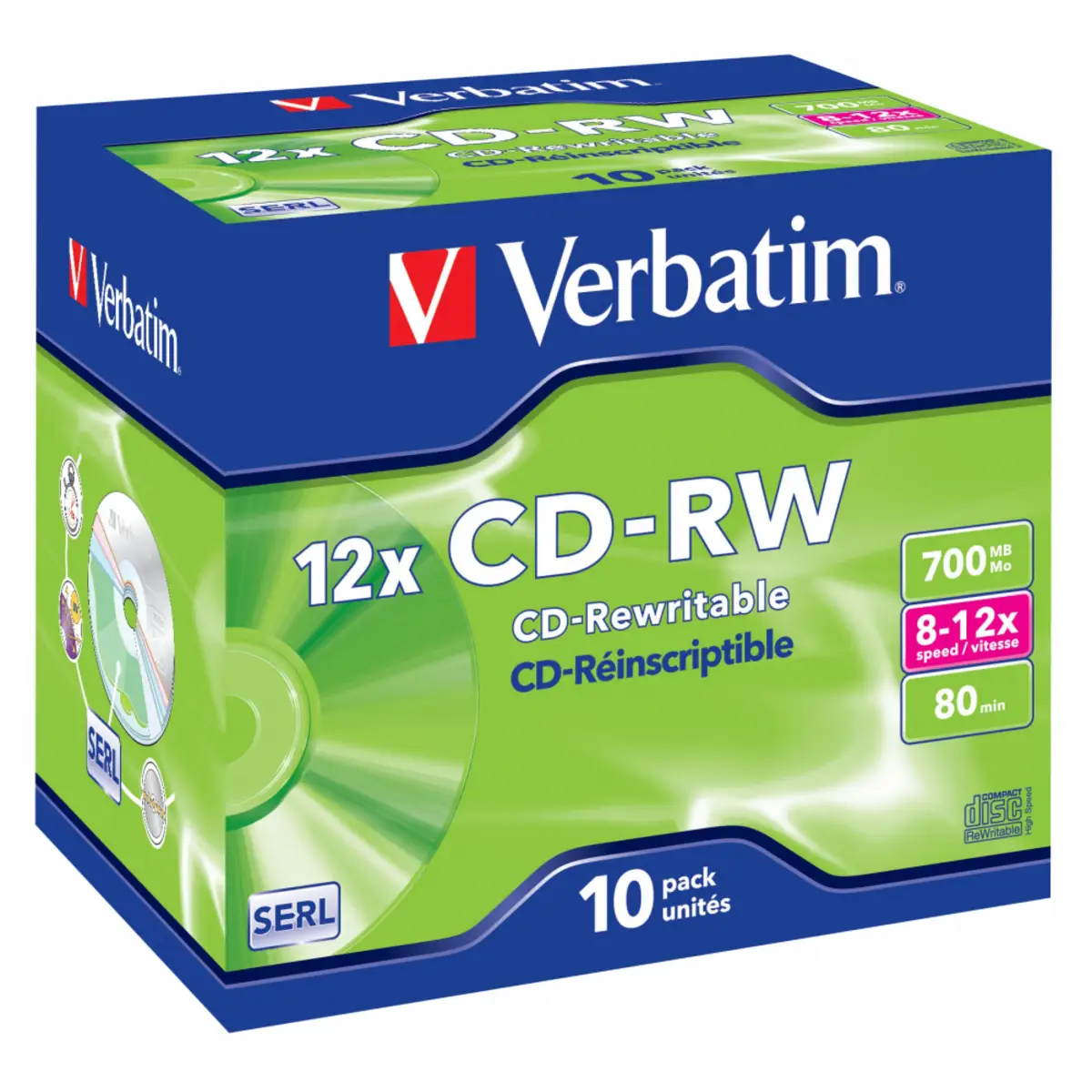 CD-RW 700MB 80Min. 10x silber/ blau 10Stück JewelCase
