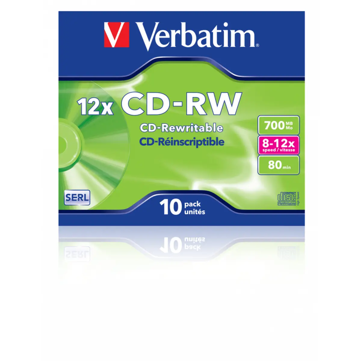 CD-RW 700MB 80Min. 10x silber/ blau 10Stück JewelCase