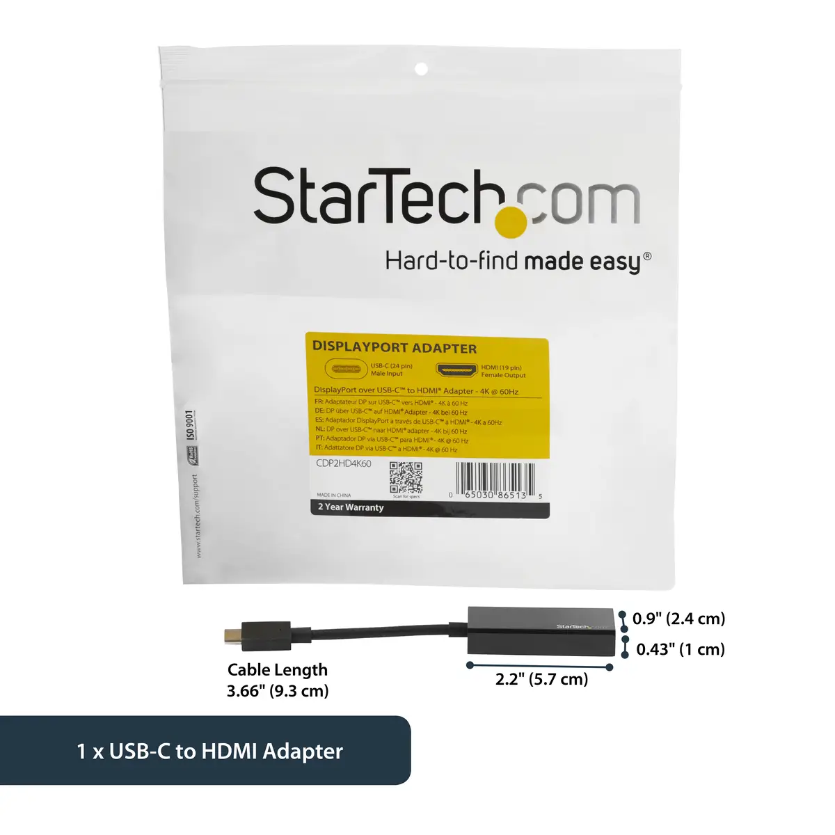 StarTech USB-C to HDMI adaptor 4K 60Hz 0,15m