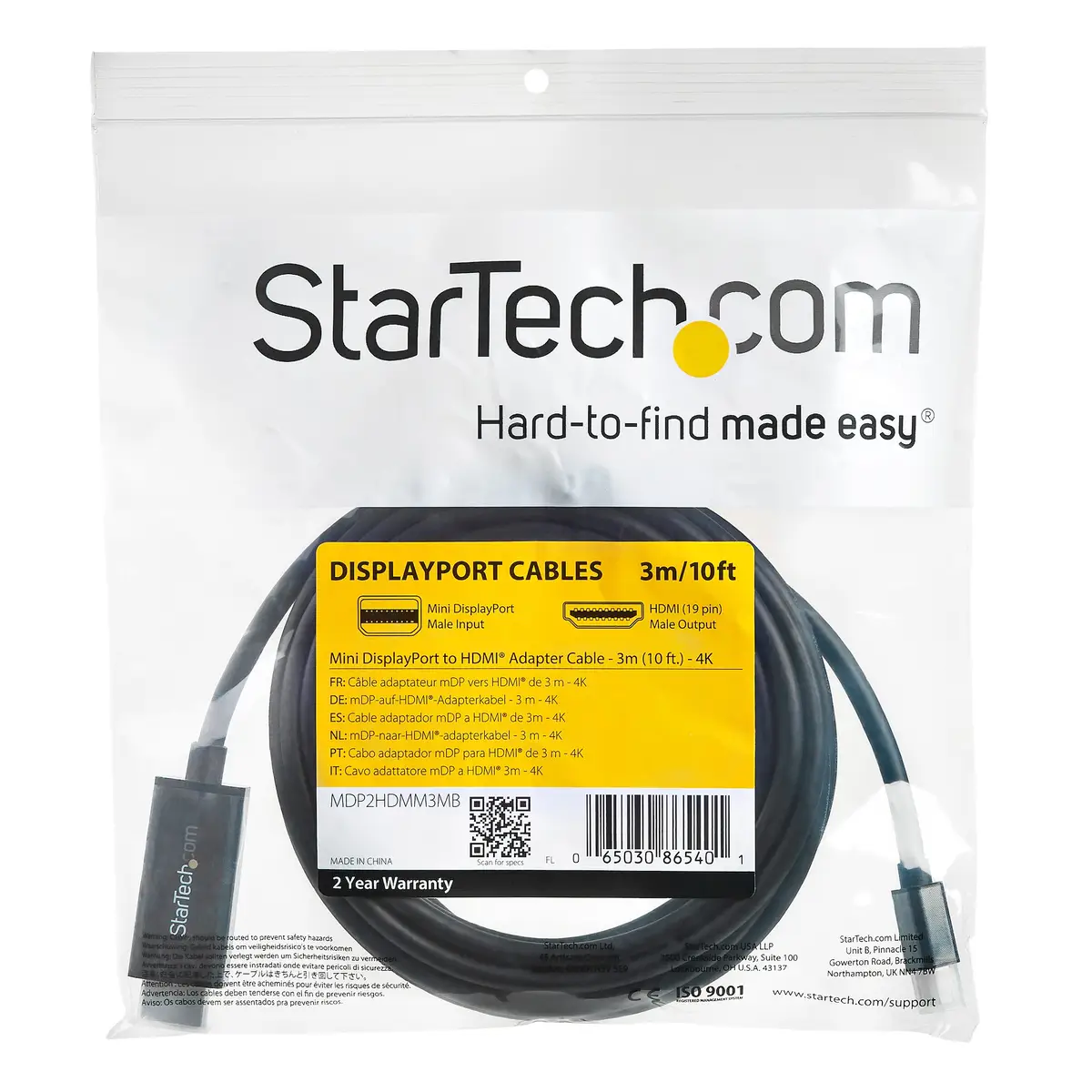 StarTech Mini DisplayPort to HDMI adaptorcable 4K 30Hz 3 m