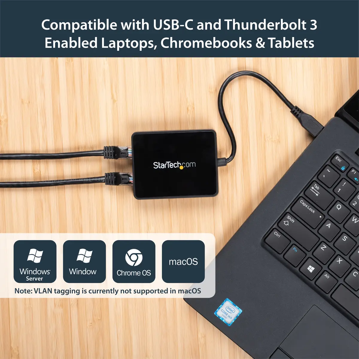 USB-C auf Dual-Gigabit Ethernet Adapter mit USB-A