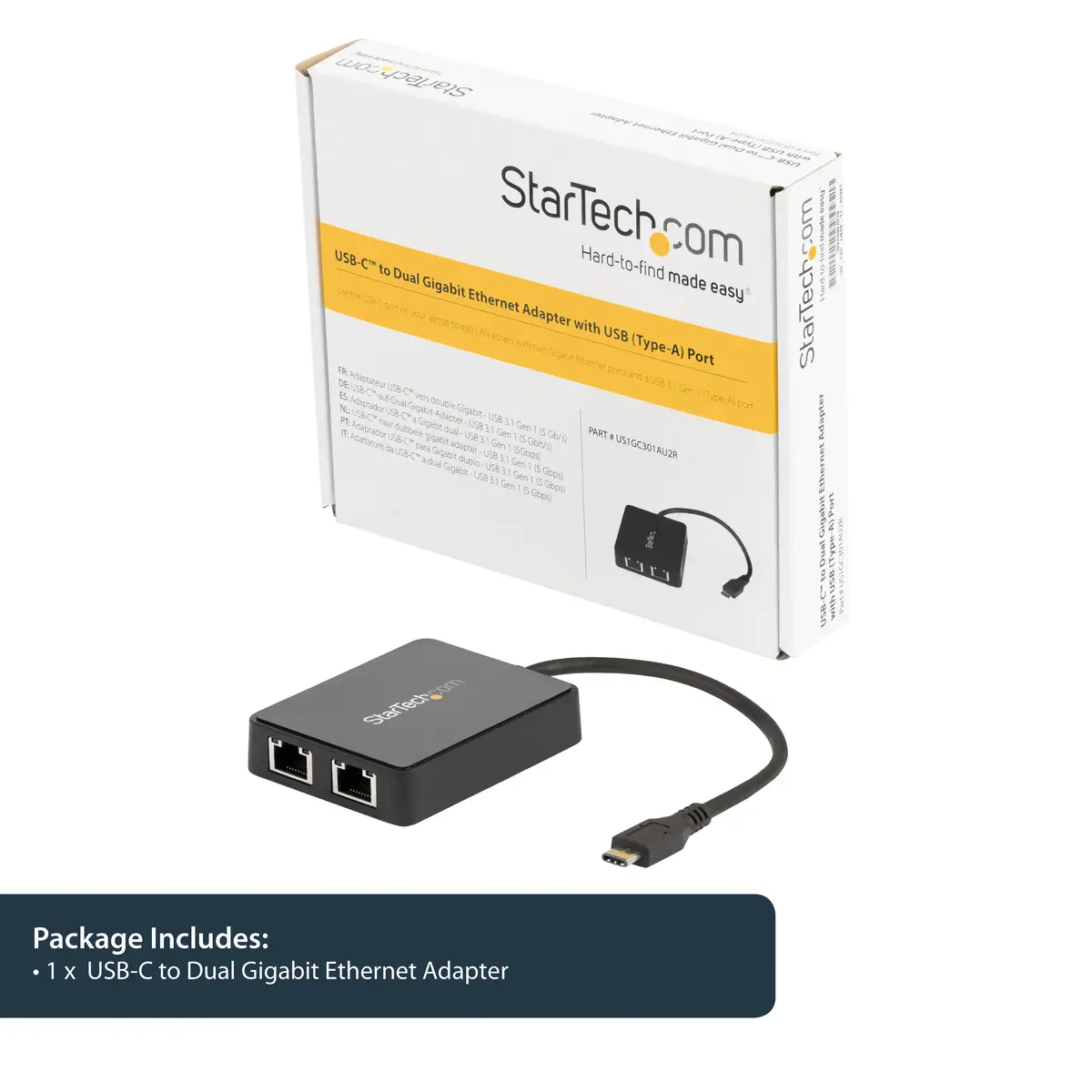 USB-C auf Dual-Gigabit Ethernet Adapter mit USB-A