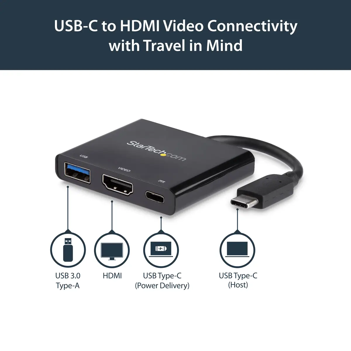 StarTech USB-C to 4K HDMI Multifunctionsadaptor with Power Delivery and USB-A connection
