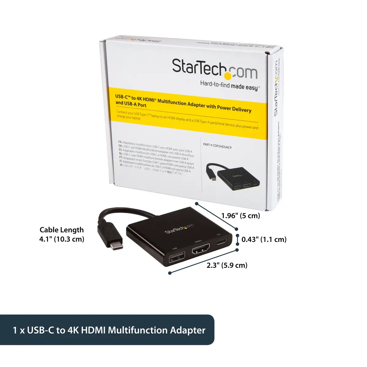 StarTech USB-C to 4K HDMI Multifunctionsadaptor with Power Delivery and USB-A connection