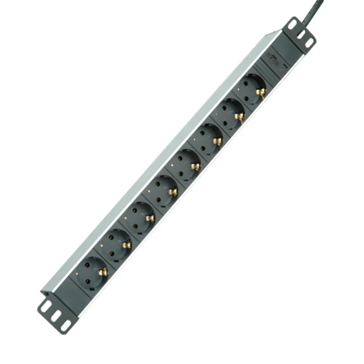 19"-Steckdosenleiste 8fach + C14-Stecker Aluminium 2m
