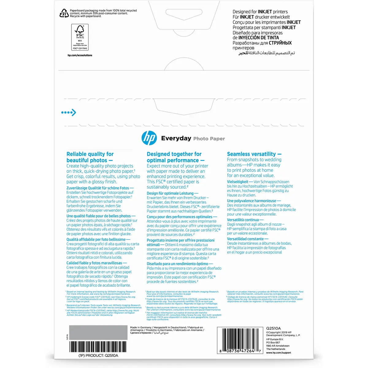 Fotopapier Standard A4 100Blatt 175 g/m² seidenmatt, einseitig beschichtet
