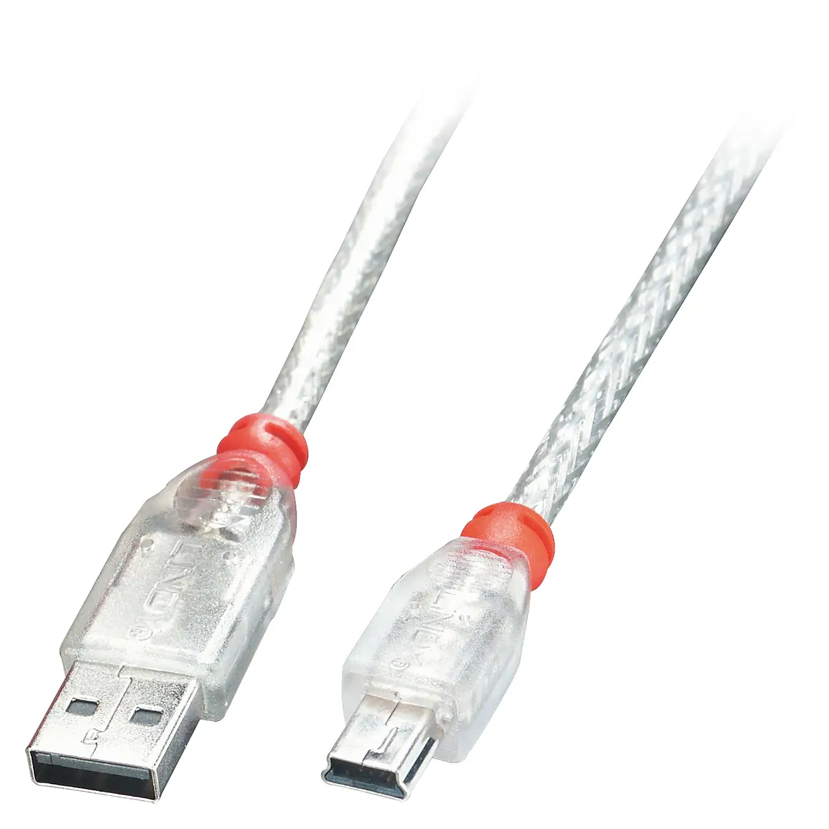 Kabel, USB/Mini-USB, Stecker/Stecker, Transparent, 0,5m, USB 2.0