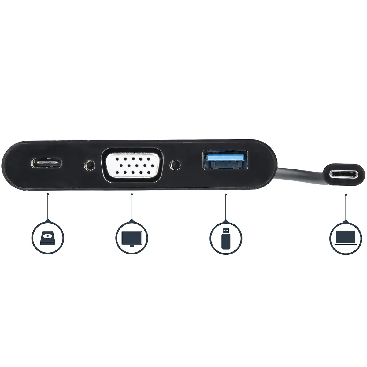 StarTech USB-C to VGA Multifunctions-adaptor with USB-A Port and Power Delivery