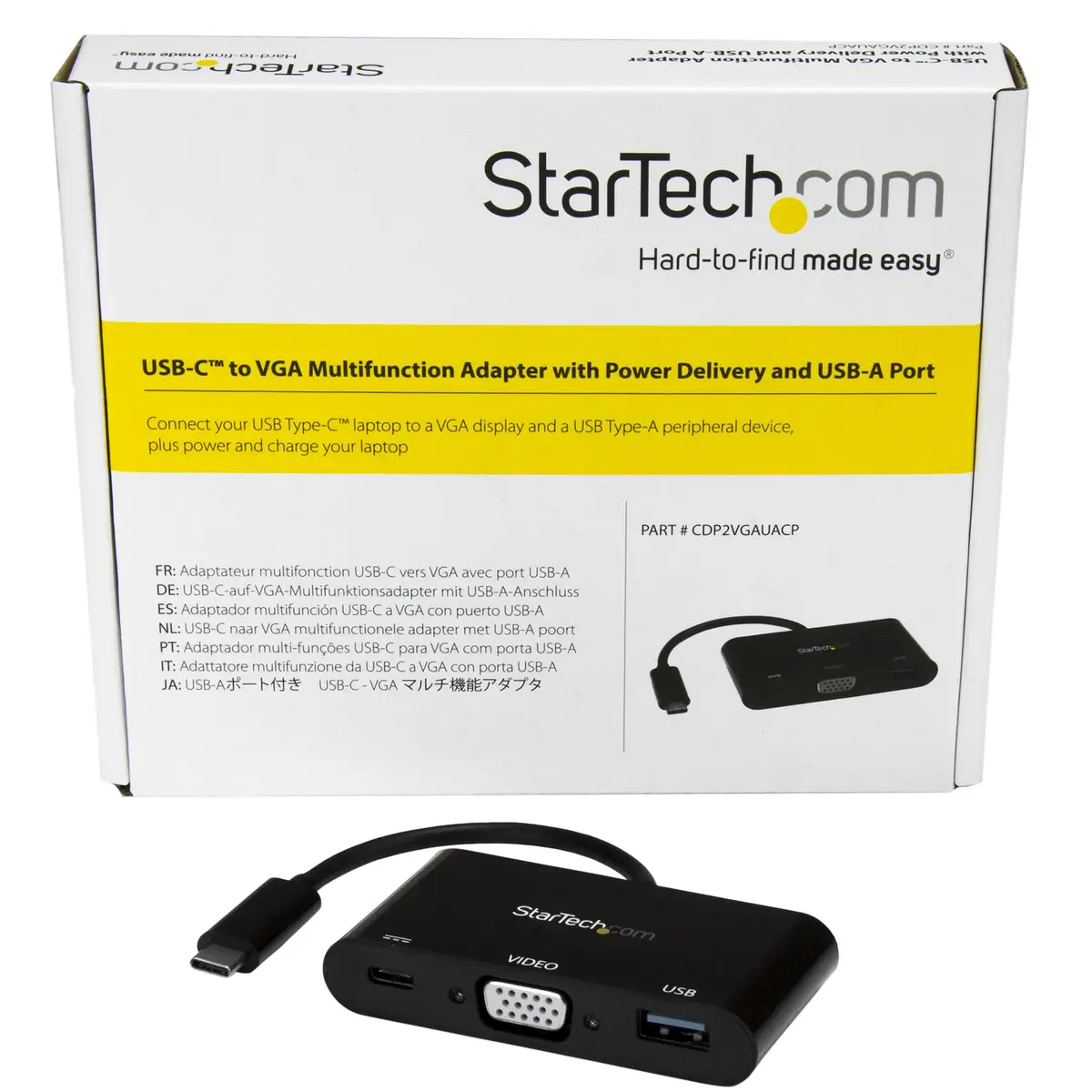 StarTech USB-C to VGA Multifunctions-adaptor with USB-A Port and Power Delivery