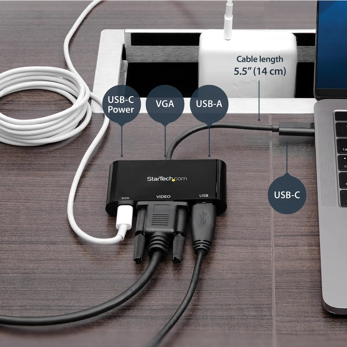 StarTech USB-C to VGA Multifunctions-adaptor with USB-A Port and Power Delivery