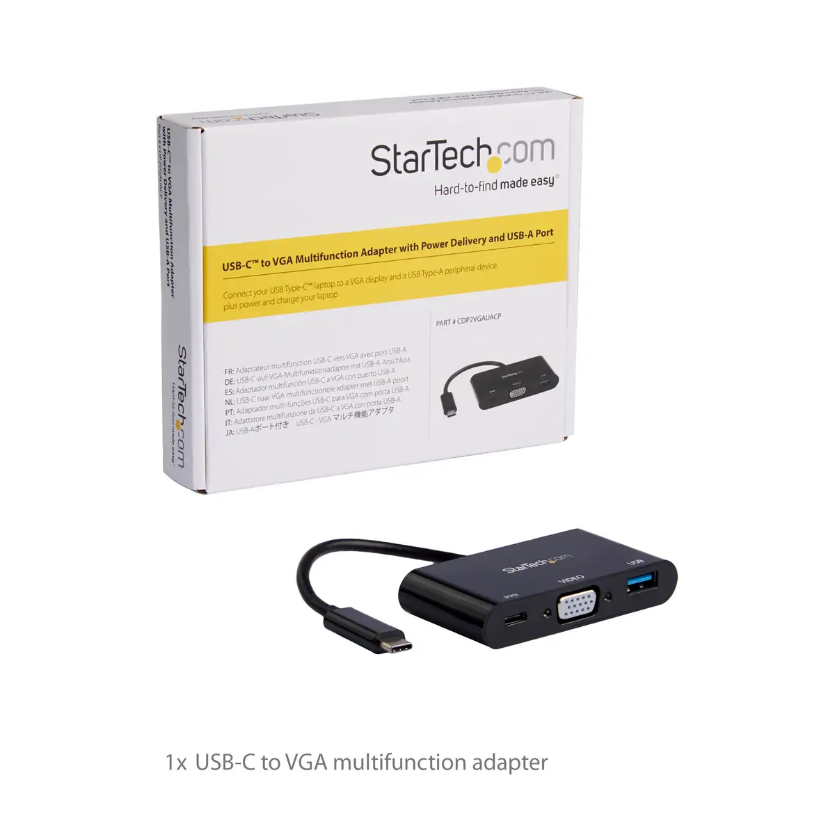 StarTech USB-C to VGA Multifunctions-adaptor with USB-A Port and Power Delivery