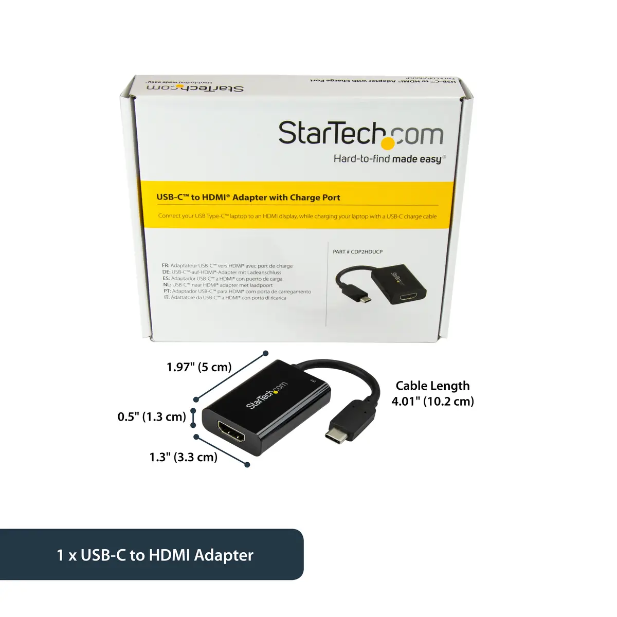 StarTech USB-C to HDMI adaptor with USB powersupply - 4K 60Hz