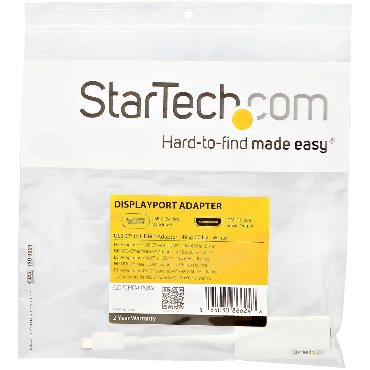 StarTech USB-C to HDMI adaptor 4K 60Hz white