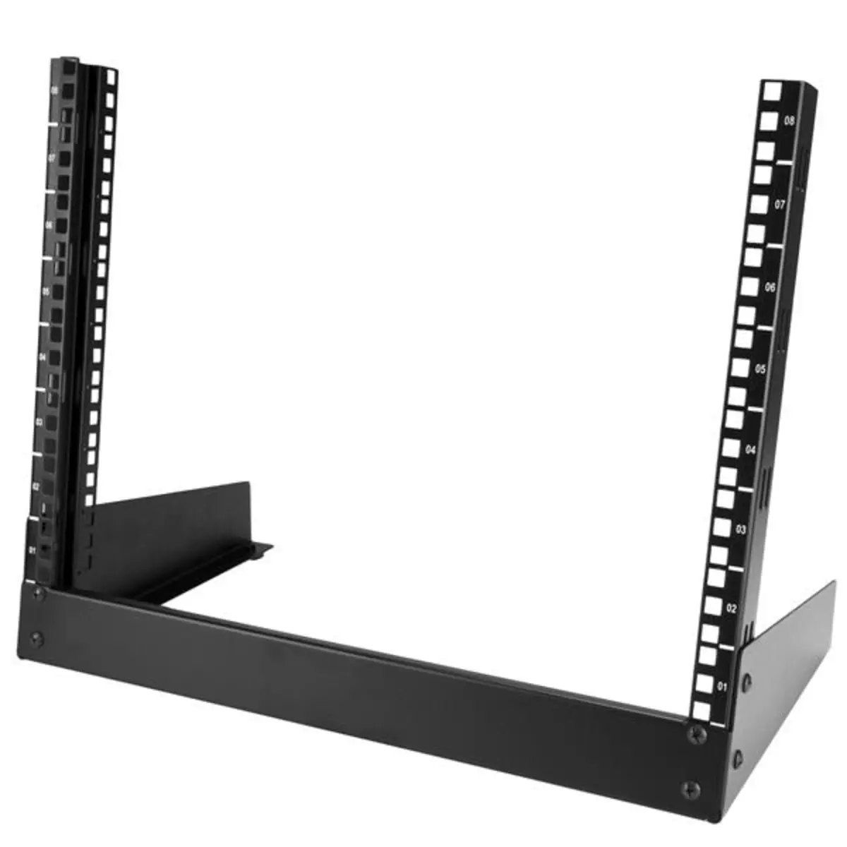 RK8OD Desktop Rack 8 HE 2 Post Open Frame Rack Schwarz