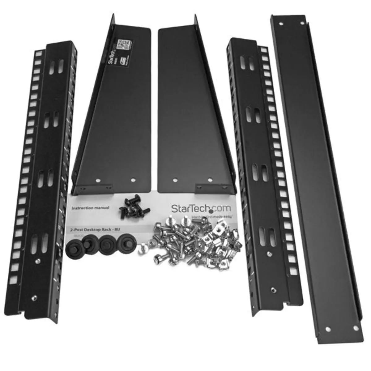 RK8OD Desktop Rack 8 HE 2 Post Open Frame Rack Schwarz