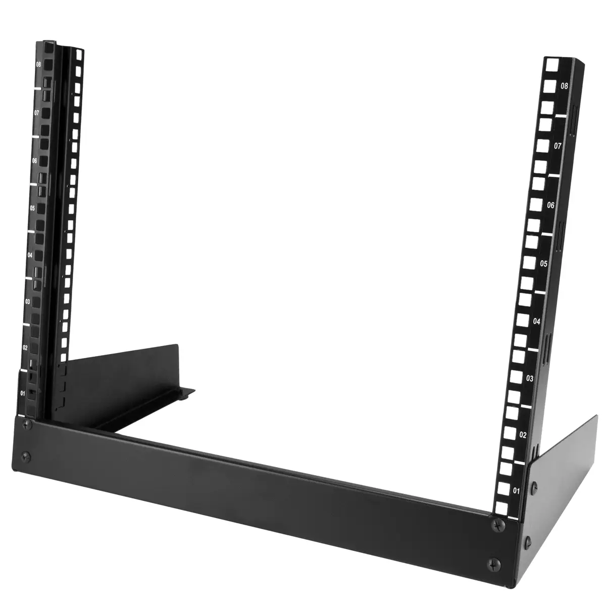 RK8OD Desktop Rack 8 HE 2 Post Open Frame Rack Schwarz