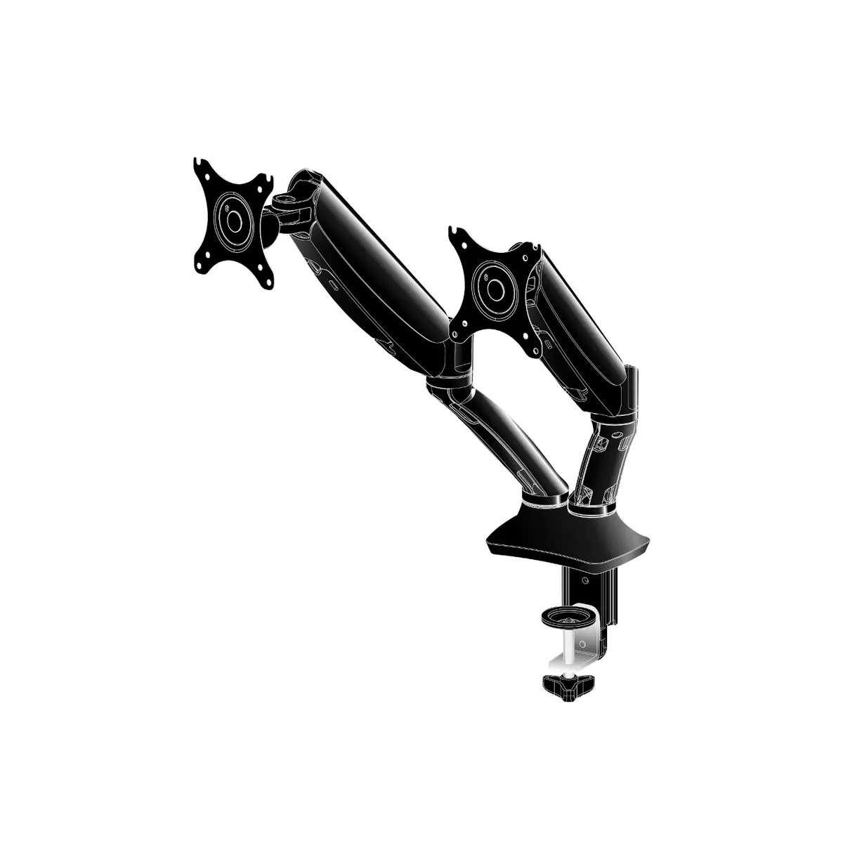 verstellbarer Arm für 2 Monitore (10-27") max. Tragkraft 5kg