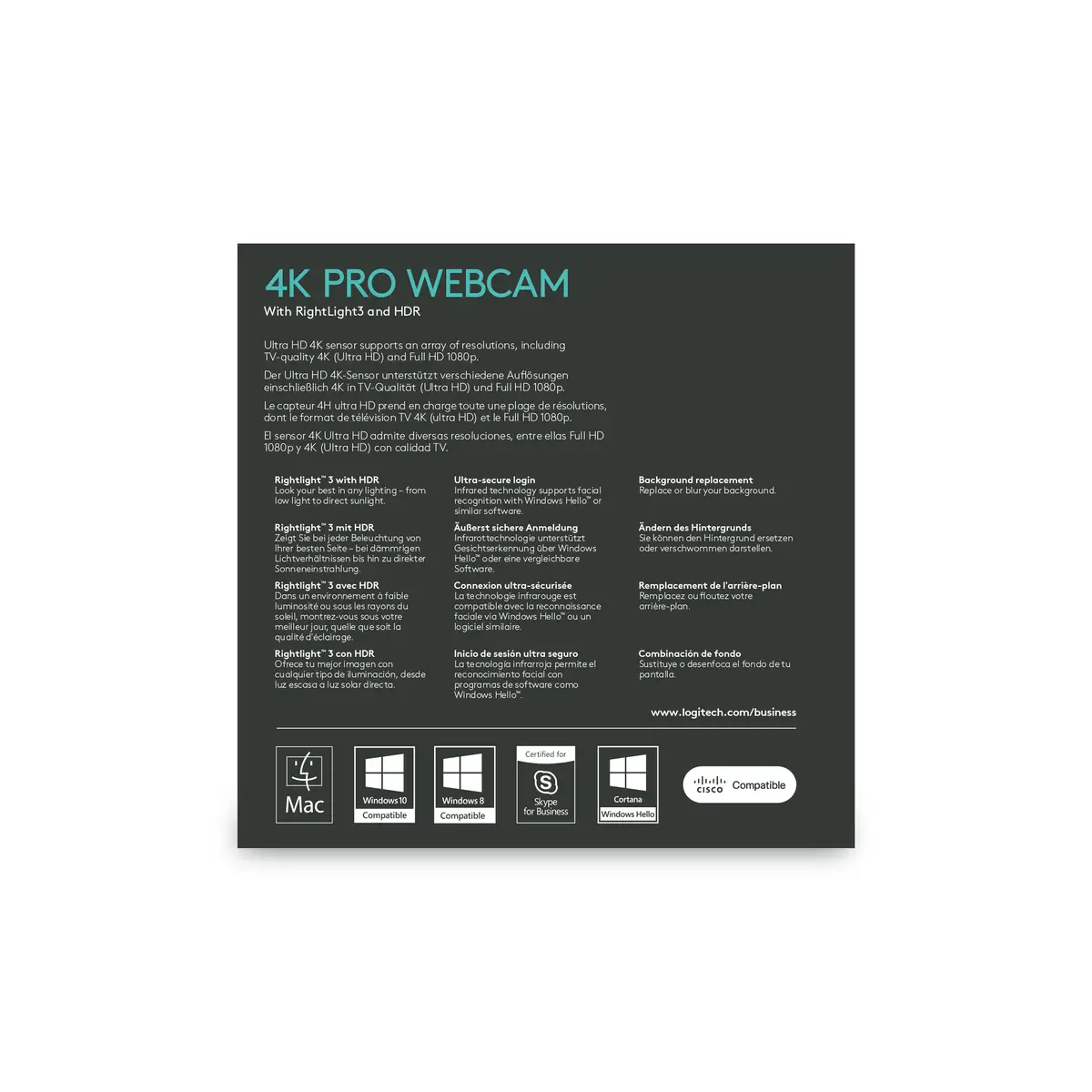 BRIO Webcam 13 MPixel 4096 x 2160 Pixel USB-C 3.0