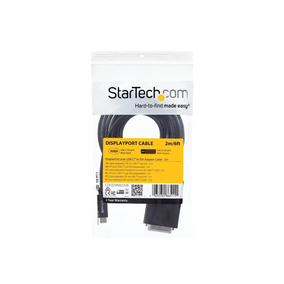 StarTech USB-C to DVI adaptorcable - 2m