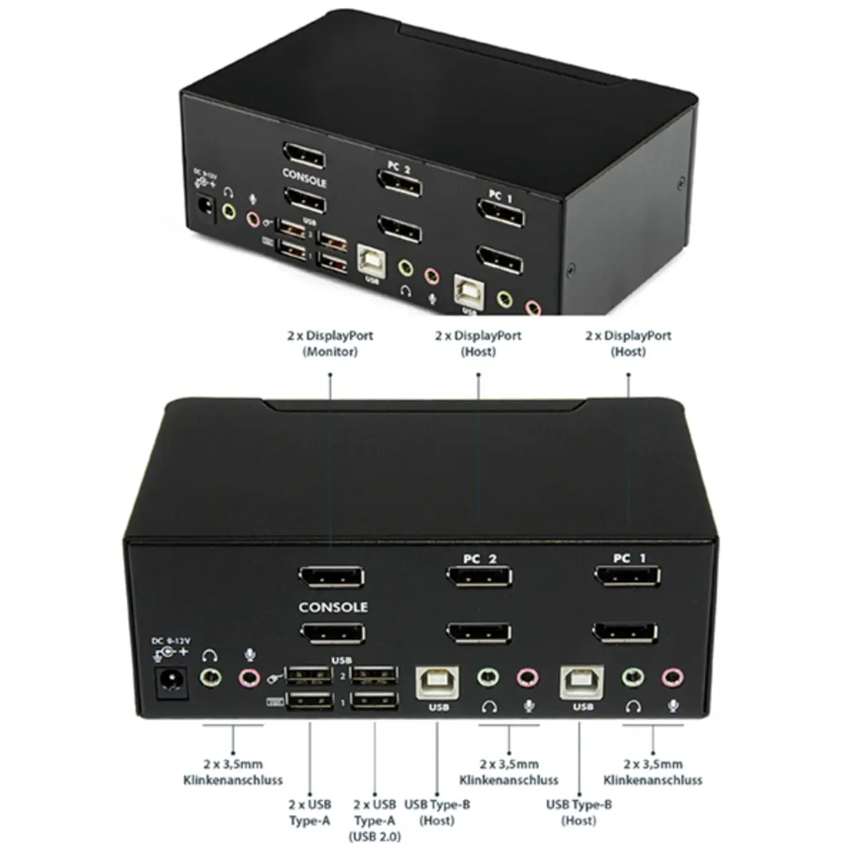 2-Port DisplayPort Dual Monitor KVM Switch