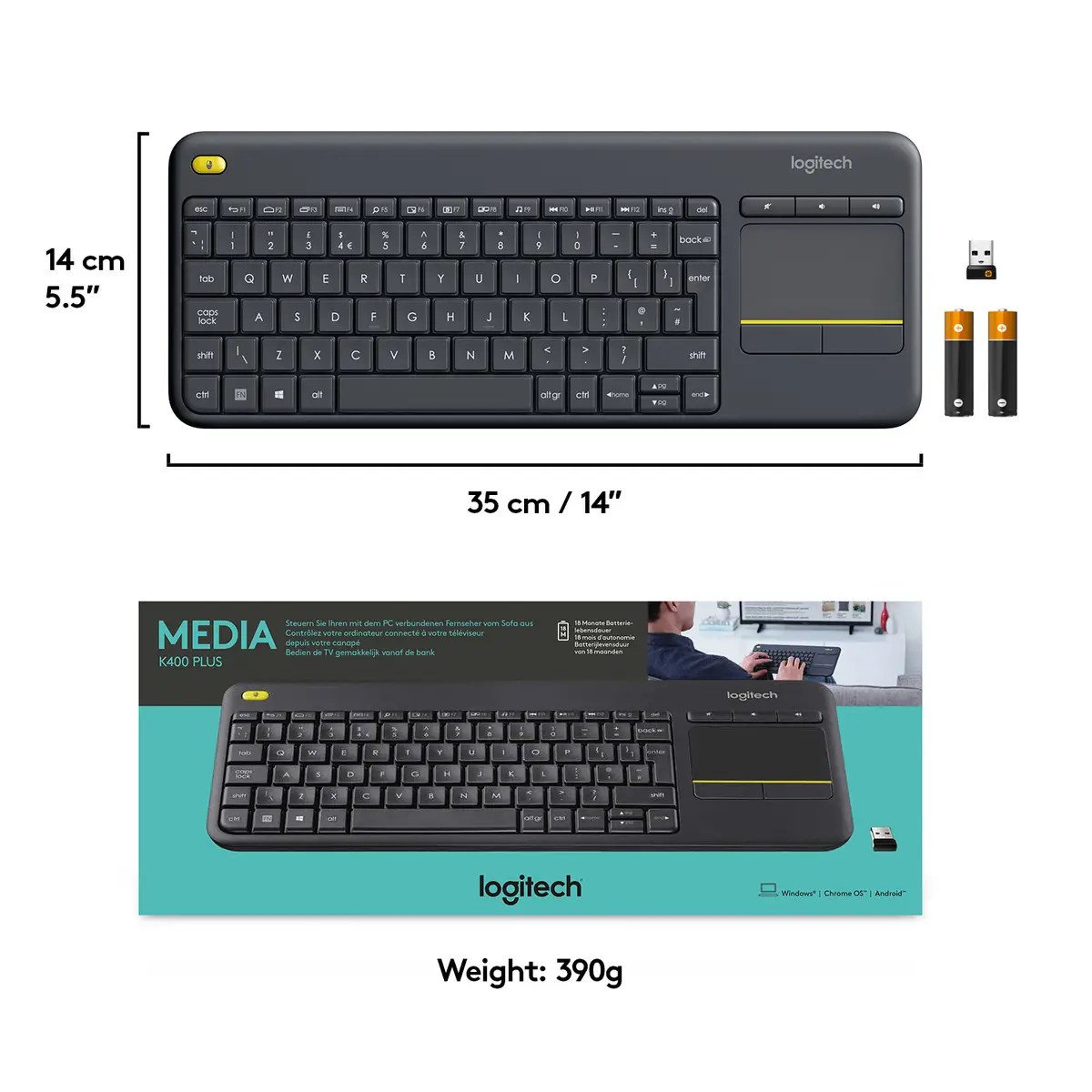 Wireless Touch Keyboard K400 Layout Schweizer Schwarz