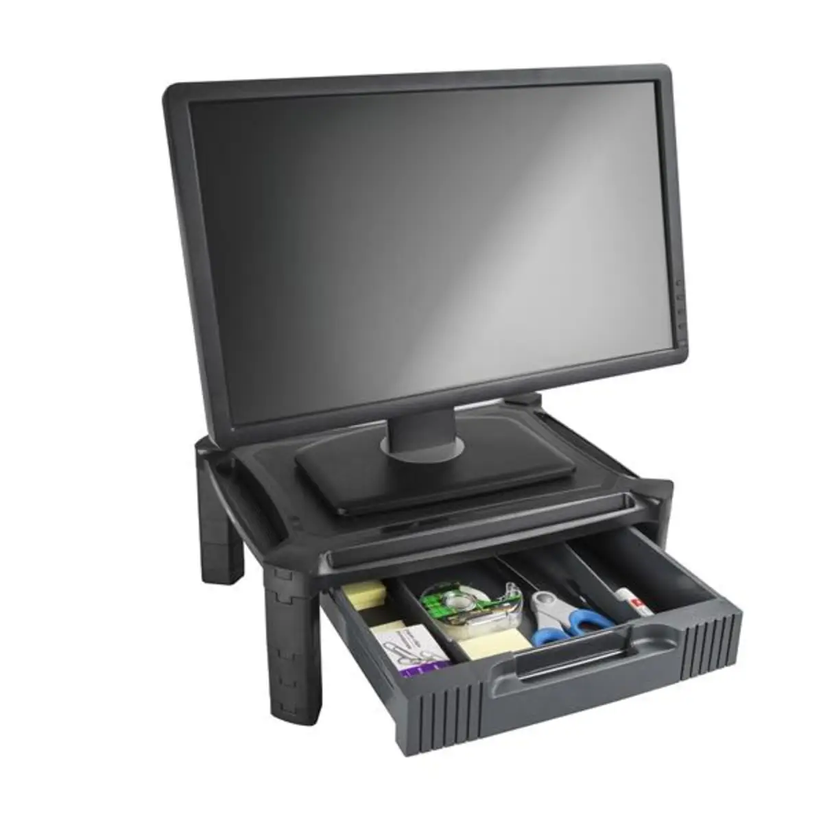 Monitorständer mit Schublade höhenverstellbar für 33-81,3cm (13-32'') schwarz max. Traglast 10kg