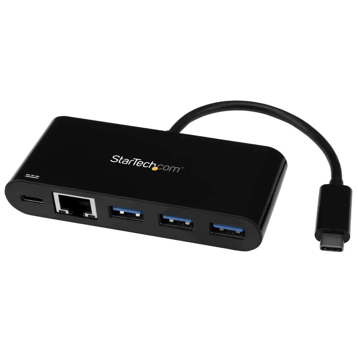 3 Port USB-C Hub mit Ethernet USB-C/3xUSB-A Schwarz