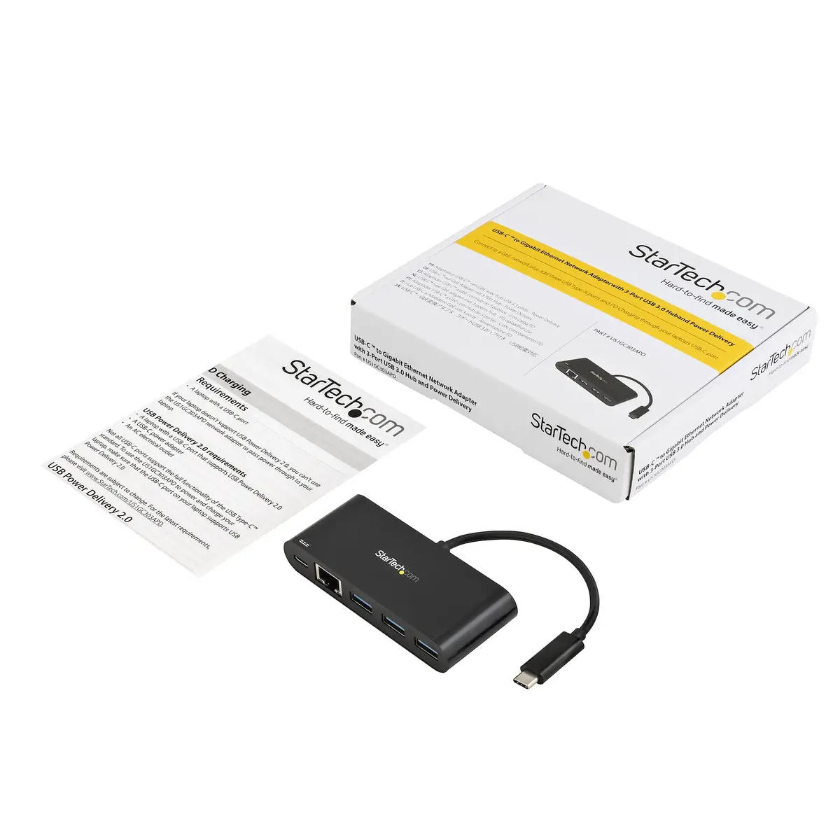 USB-C auf Ethernet Adapter mit 3 Port USB 3.0 Hub und Stromversorgung