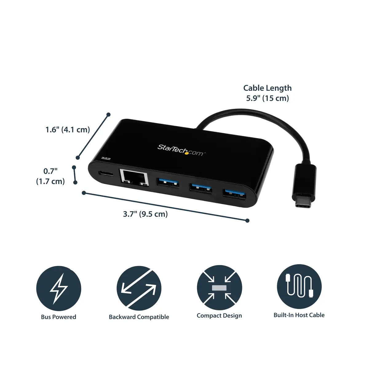 USB-C auf Ethernet Adapter mit 3 Port USB 3.0 Hub und Stromversorgung