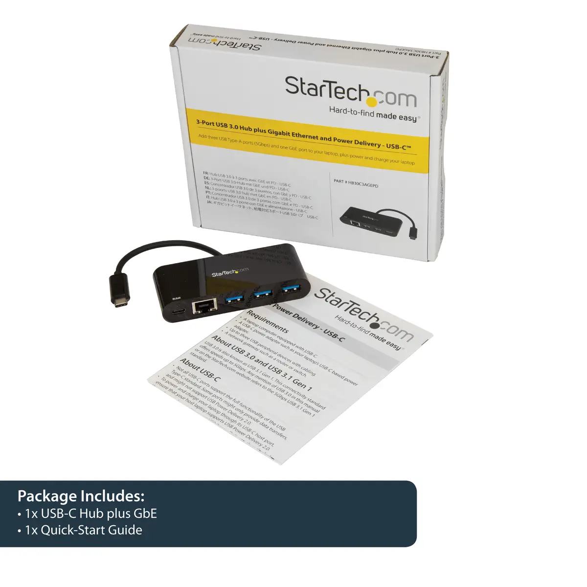 USB-C auf Ethernet Adapter mit 3 Port USB 3.0 Hub und Stromversorgung