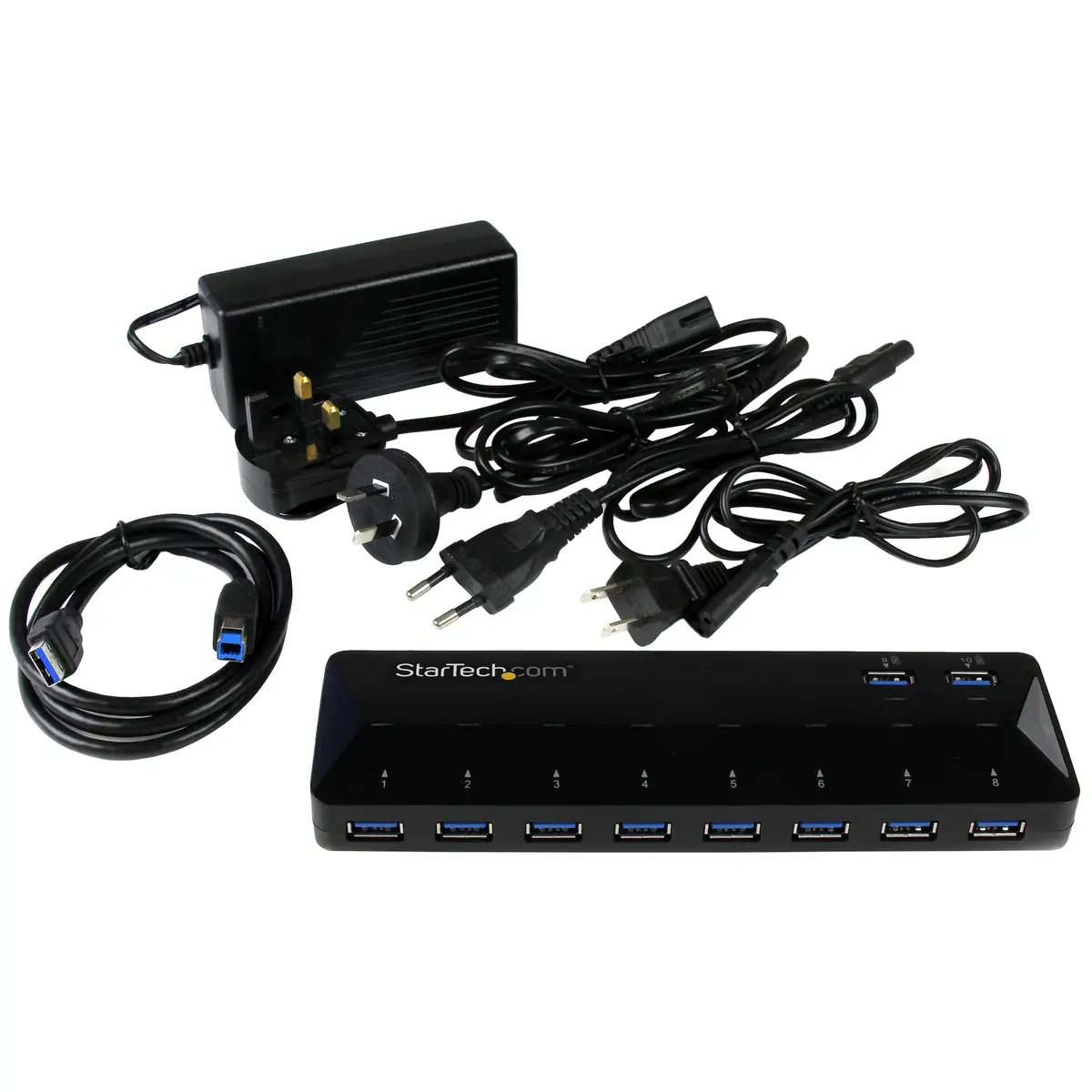 10 Port USB 3.0 Hub mit Lade- und Sync Port 2 x 1,5A Ports