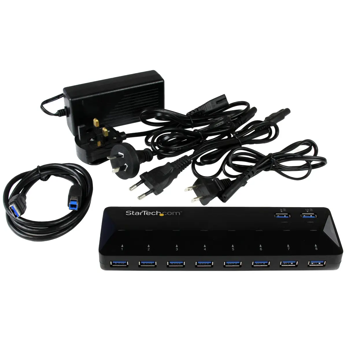10 Port USB 3.0 Hub mit Lade- und Sync Port 2 x 1,5A Ports
