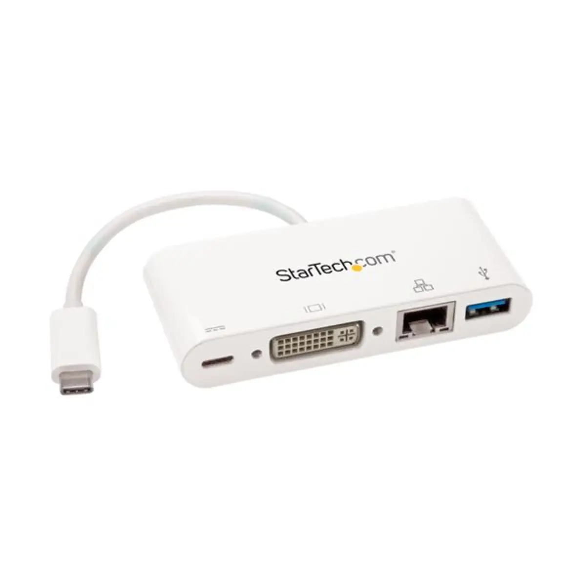 USB-C Multiport Adapter 3-in-1 mit USB PD USB-C auf USB3.0/DVI/Gigabit Ethernet weiß