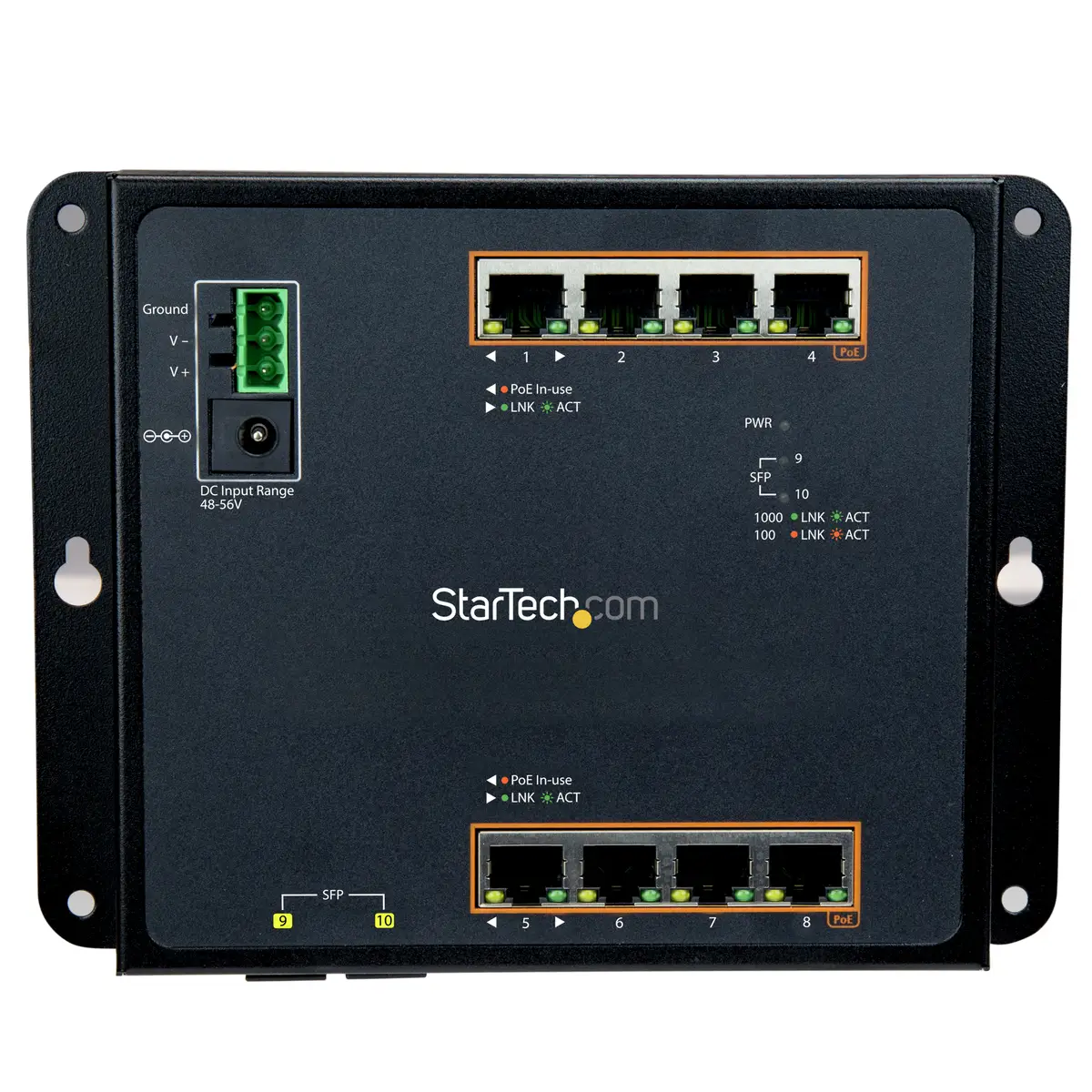 8 Port PoE+ Gigabit Managed Ethernet Switch 2 SFP Verbindungen Wandmontage mit Front Zugriff