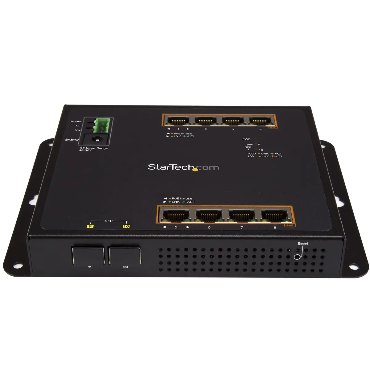 8 Port PoE+ Gigabit Managed Ethernet Switch 2 SFP Verbindungen Wandmontage mit Front Zugriff