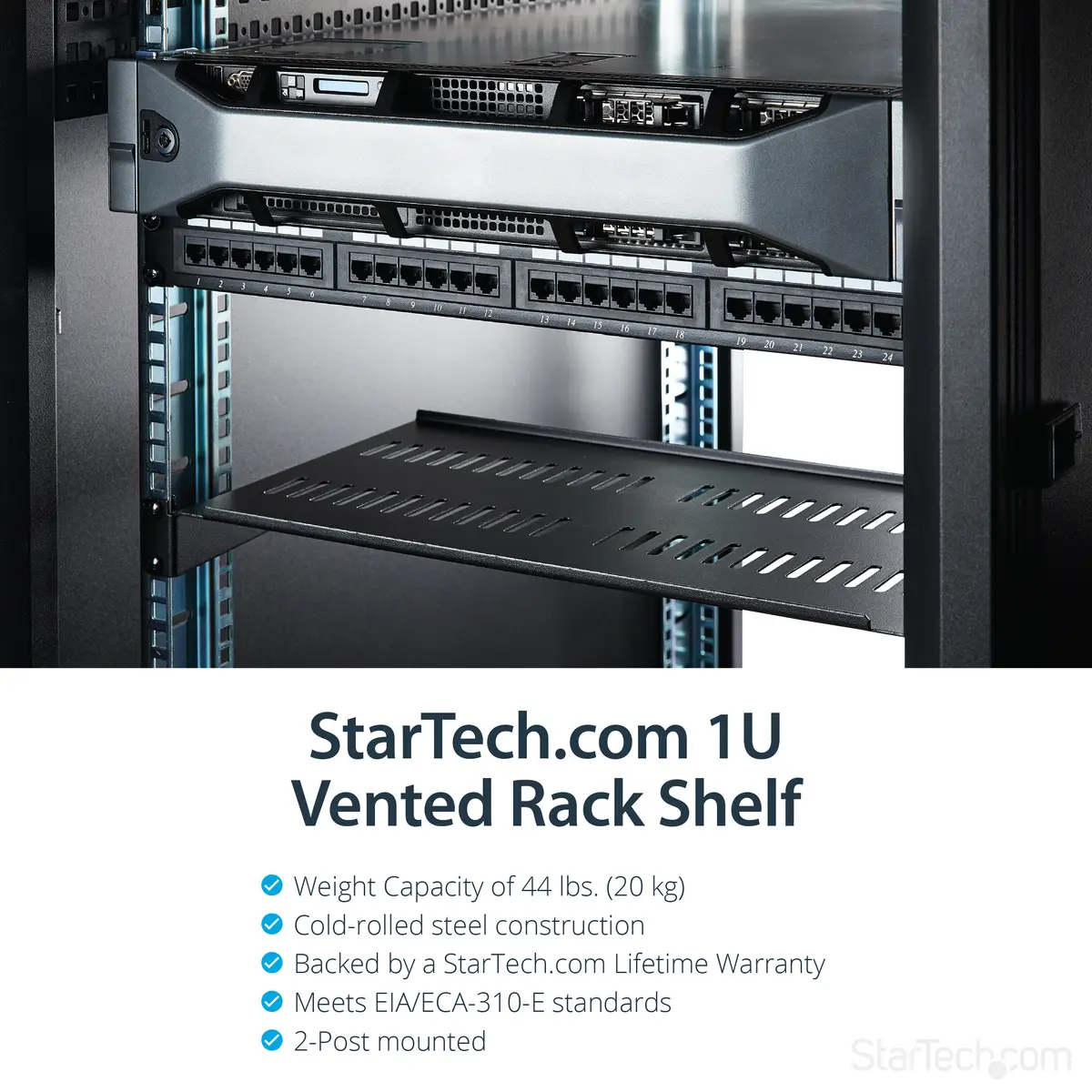 Belüfteter Server Rack Fachboden 25 cm Tief