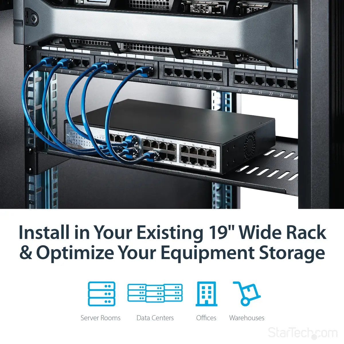 Belüfteter Server Rack Fachboden 25 cm Tief