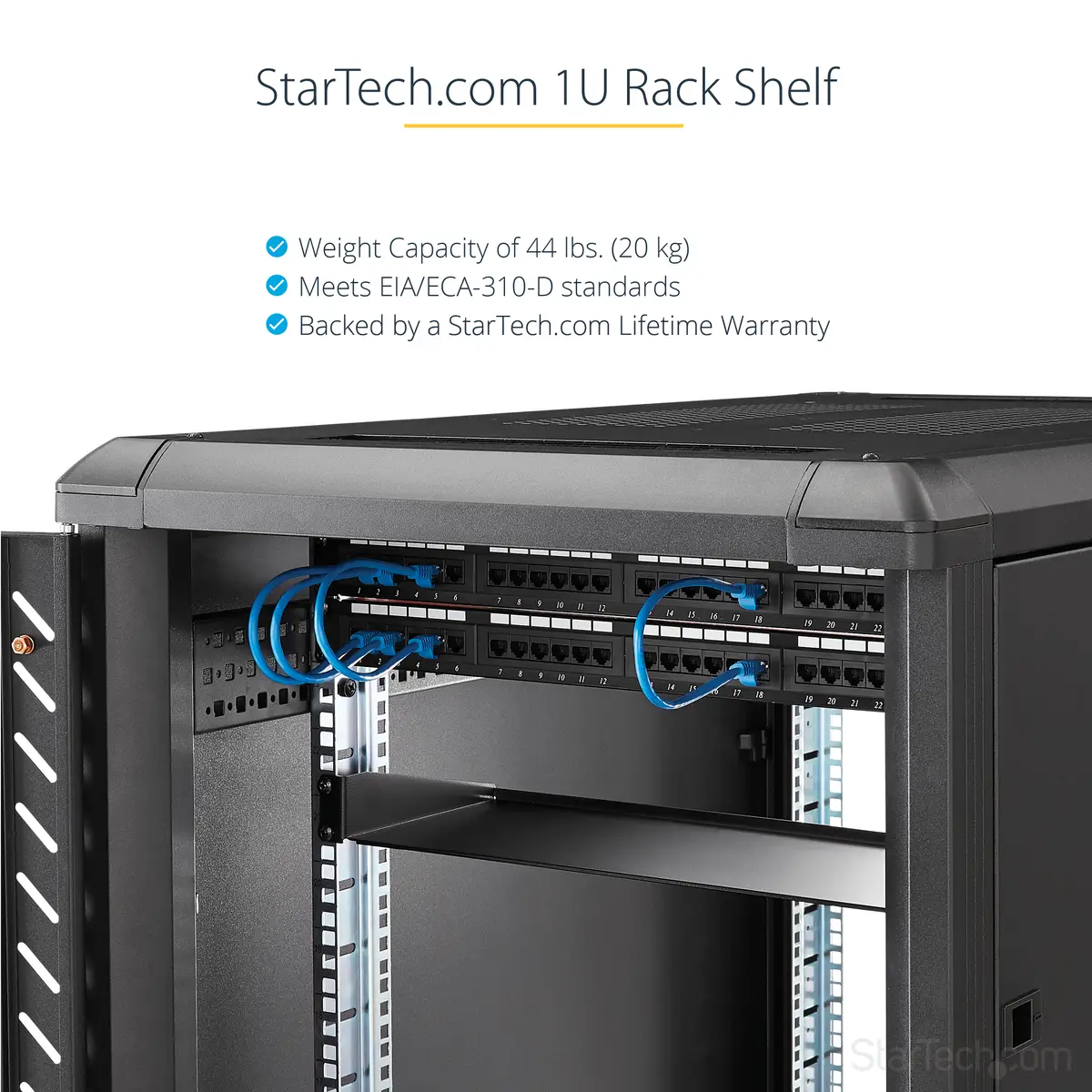 Server Rack Fachboden 1 HE 25 cm Tief Stahl